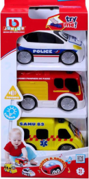 Pack 3 véhicules d’urgence sons & lumières Police / Pompiers / Ambulance – BB Junior Bburago
