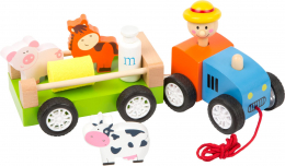 Tracteur en bois et animaux Small foot