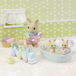 Les triplés Lapin Crème et accessoires de bain Sylvanian