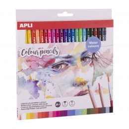 Crayons aquarellables avec pinceau - 24 couleurs Apli