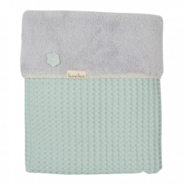 Couverture pour lit Oslo Mysti mint coton/teddy silver grey - pebble - Koeka