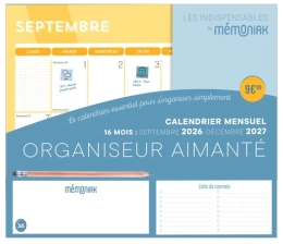 Organiseur aimanté calendrier mensuel Les Indispensables Mémoniak - Sept. 2026-Déc. 2027
