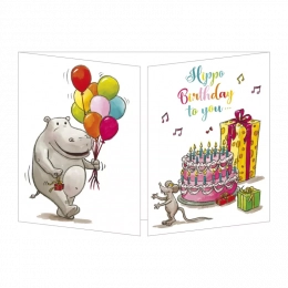 Carte Joyeux anniversaire Hippo Cache Cache