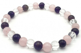 Bracelet Améthyste, Cristal, Quartz Rose perles 6mm
