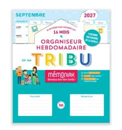 Organiseur de ma tribu Mémoniak - Calendrier familial mensuel - Sept. 2026-Déc. 2027