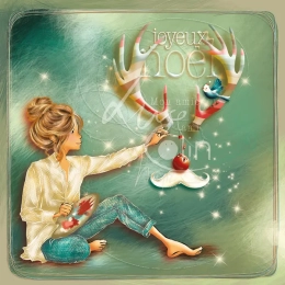 Carte Mon Amie Luce "Bois de cerf-fond vert"