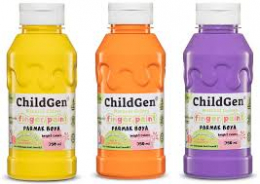 Set de 3 Tubes de Peinture à doigts naturelle 350ml dès 2 ans Mauve orange jaune  - ChildGen