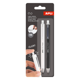 Pack de 2 crayons Infini rétractables blanc & noir Apli