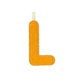 Lettre L jaune phosphorescente en tissu recyclé – décoration de chambre Lilliputiens