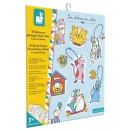 Kit Créatif - 10 Décos en Plastique Fou Chats et Chiens à Créer Janod