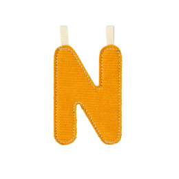 Lettre N jaune phosphorescente en tissu recyclé – décoration de chambre Lilliputiens