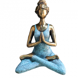 Figurine Yoga Femme - Bronze & Turquoise 24cm