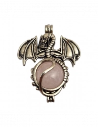 Pendentif dragon quartz rose sphère 4,5cm