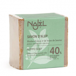 Savon d'Alep 40% Huile d'olive et Baies laurier 185 gr Najel
