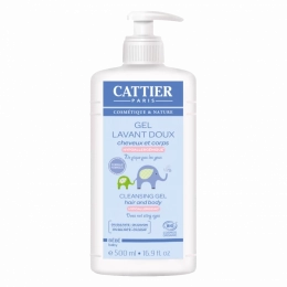 Gel lavant doux cheveux et corps pour bébé 500 ml Cattier