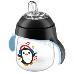 Tasse à bec Anti-fuite Pingouin Noir +12 mois 260 ml
