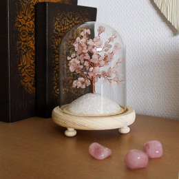 Arbre du bonheur - Quartz Rose - Sous cloche Osmaé