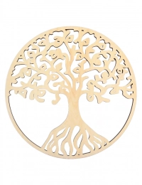 Disque bois sculpté arbre de vie  20cm