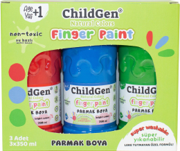 Set de 3 Tubes de Peinture à doigts naturelle 350 ml dès 2 ans Rouge vert bleu  - ChildGen
