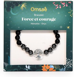 Bracelet force et courage Arbre de vie Hématite et onyx Osmaé