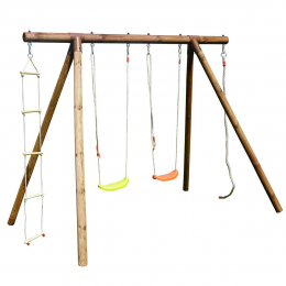 Portique en bois avec corde et échelle 4 agrès - Ernest Soulet