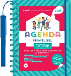 Agenda familial Mémoniak - Avec 1 stylo - Grand Format Edition 2024-2025 Editions 365 Nesk
